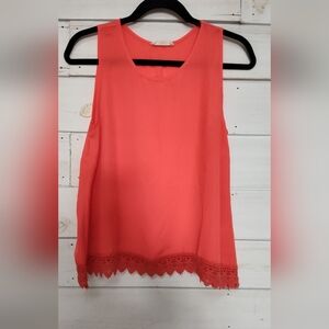 Elodie Coral Lace Hem Tank Top